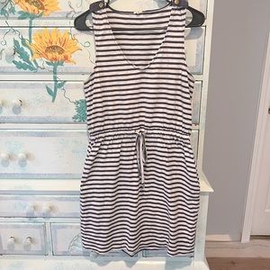 B2g1 J Crew Navy Blue And White Striped Dress - image 1